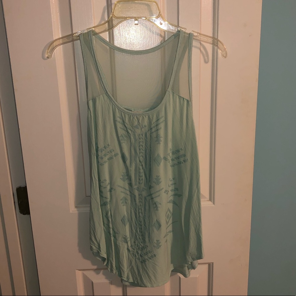 Mossimo mint colored tank with Aztec designs